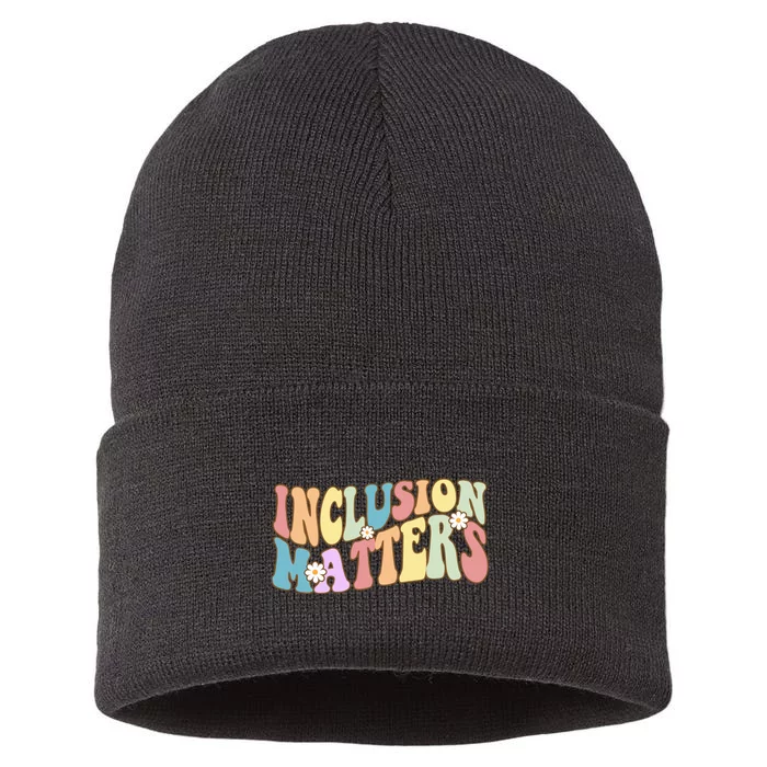 Inclusion Matters Autism Awareness Retro Floral Sustainable Knit Beanie