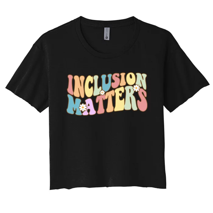 Inclusion Matters Autism Awareness Retro Floral Women's Crop Top Tee