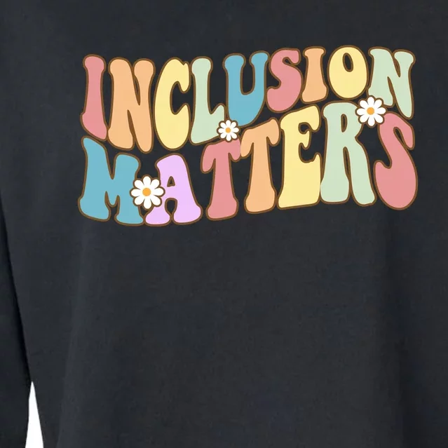 Inclusion Matters Autism Awareness Retro Floral Cropped Pullover Crew