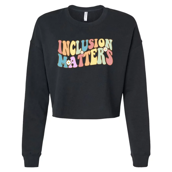 Inclusion Matters Autism Awareness Retro Floral Cropped Pullover Crew