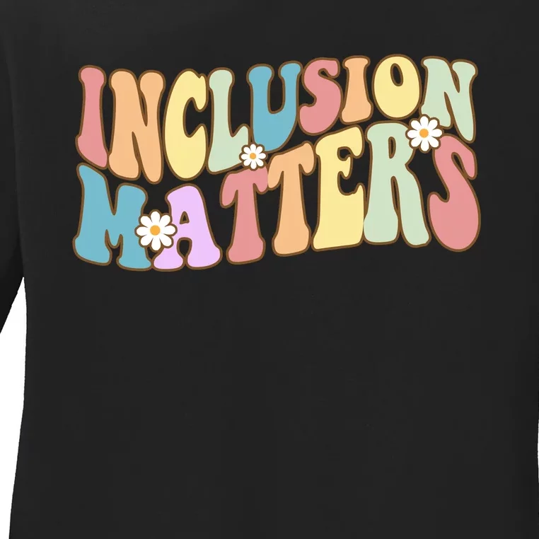 Inclusion Matters Autism Awareness Retro Floral Ladies Long Sleeve Shirt