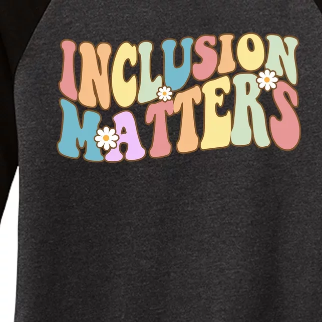 Inclusion Matters Autism Awareness Retro Floral Women's Tri-Blend 3/4-Sleeve Raglan Shirt