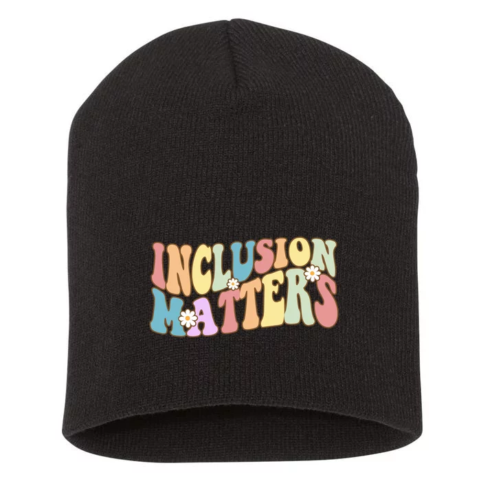 Inclusion Matters Autism Awareness Retro Floral Short Acrylic Beanie