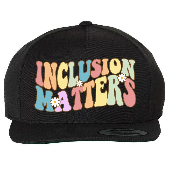 Inclusion Matters Autism Awareness Retro Floral Wool Snapback Cap