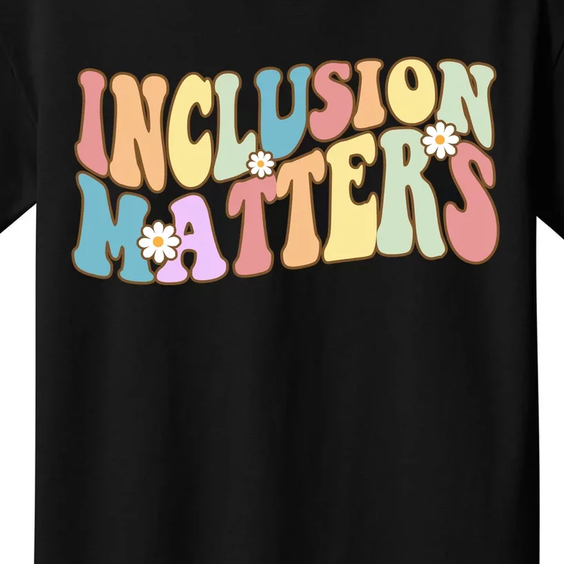 Inclusion Matters Autism Awareness Retro Floral Kids T-Shirt