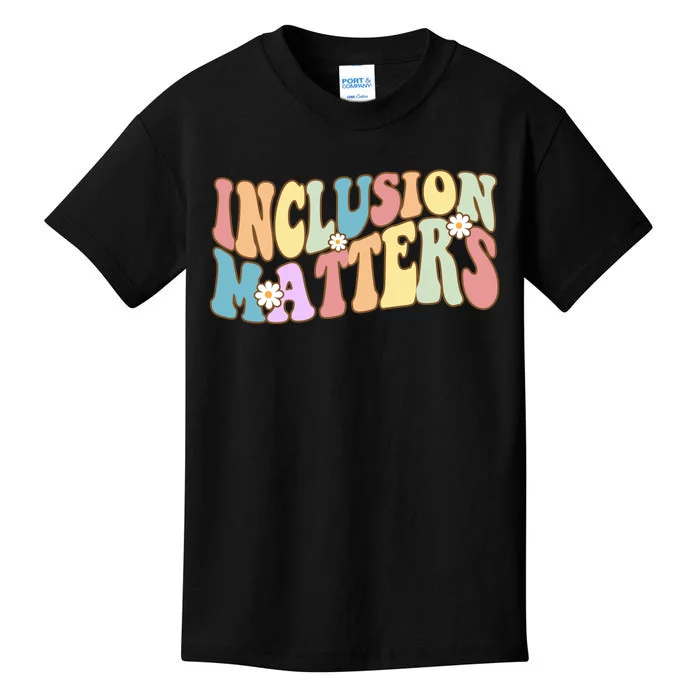 Inclusion Matters Autism Awareness Retro Floral Kids T-Shirt