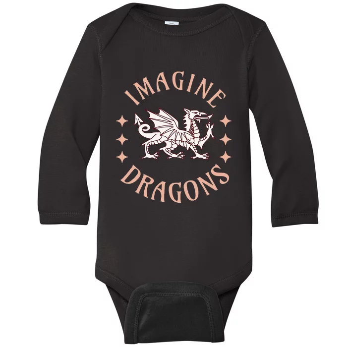 Imagine Magical And Mythical Fantasy Dragons For Baby Long Sleeve Bodysuit