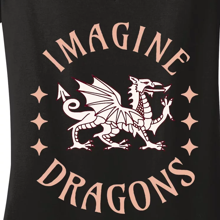 Imagine Magical And Mythical Fantasy Dragons For Women's V-Neck T-Shirt