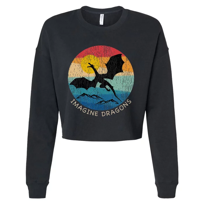 Imagine Magical And Mythical Fantasy Dragons Cropped Pullover Crew