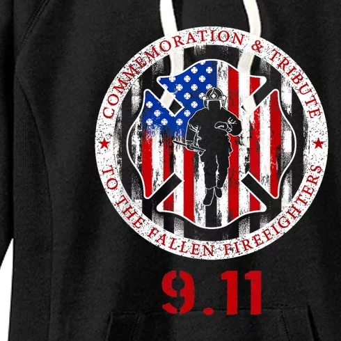 In Memory And Honor Of Firefighters Remembering 9/11 Women's Fleece Hoodie