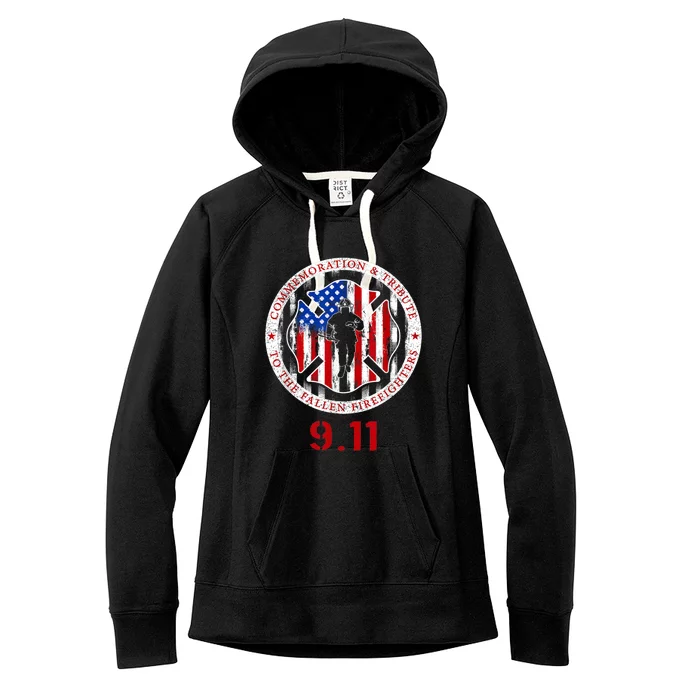 In Memory And Honor Of Firefighters Remembering 9/11 Women's Fleece Hoodie