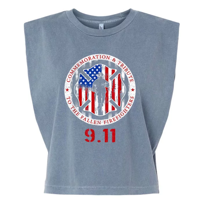 In Memory And Honor Of Firefighters Remembering 9/11 Garment-Dyed Women's Muscle Tee