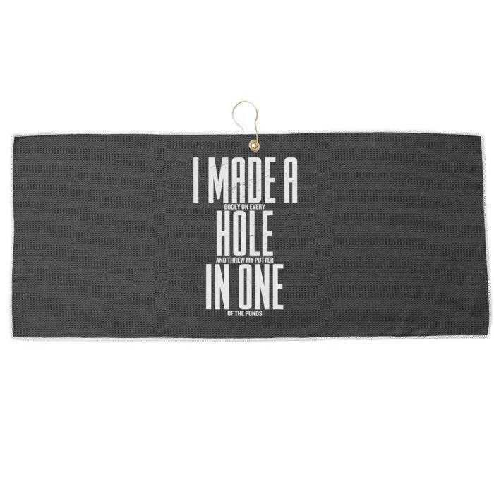 I Made A Hole In One Funny Golf Sport Lover Large Microfiber Waffle Golf Towel