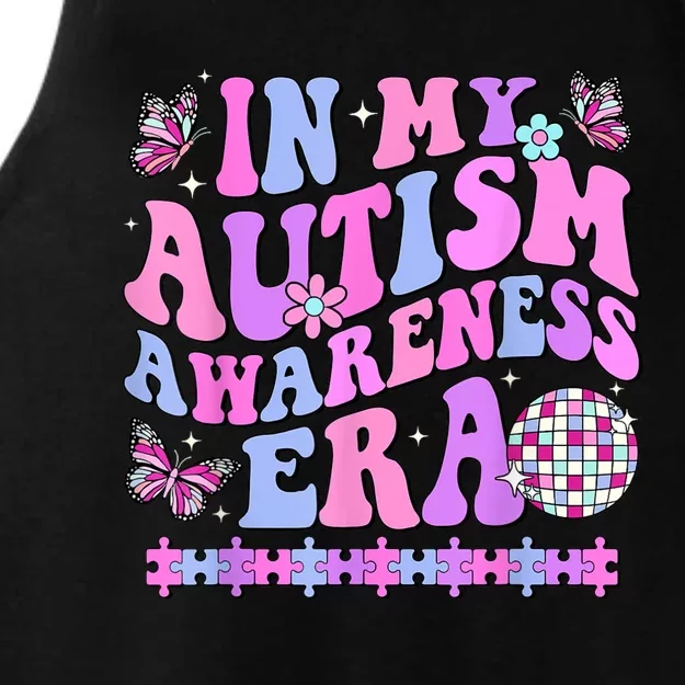 In My Autism Awareness Era Retro Disco In April We Wear Blue Ladies Tri-Blend Wicking Tank