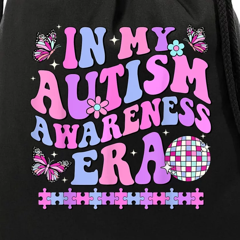 In My Autism Awareness Era Retro Disco In April We Wear Blue Drawstring Bag