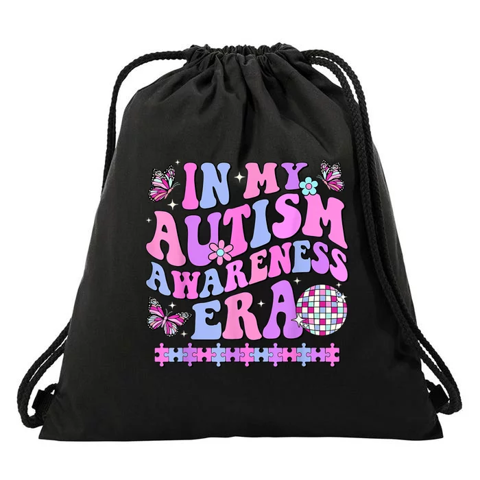 In My Autism Awareness Era Retro Disco In April We Wear Blue Drawstring Bag