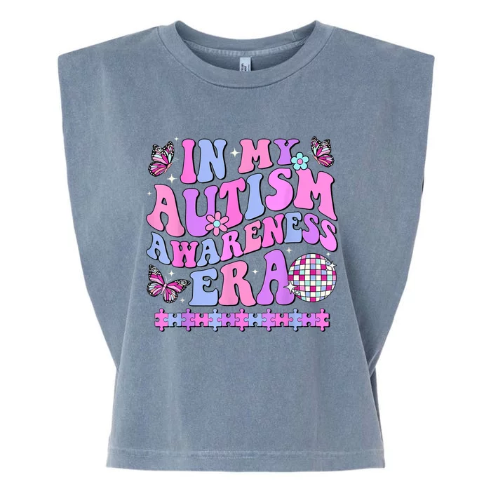 In My Autism Awareness Era Retro Disco In April We Wear Blue Garment-Dyed Women's Muscle Tee