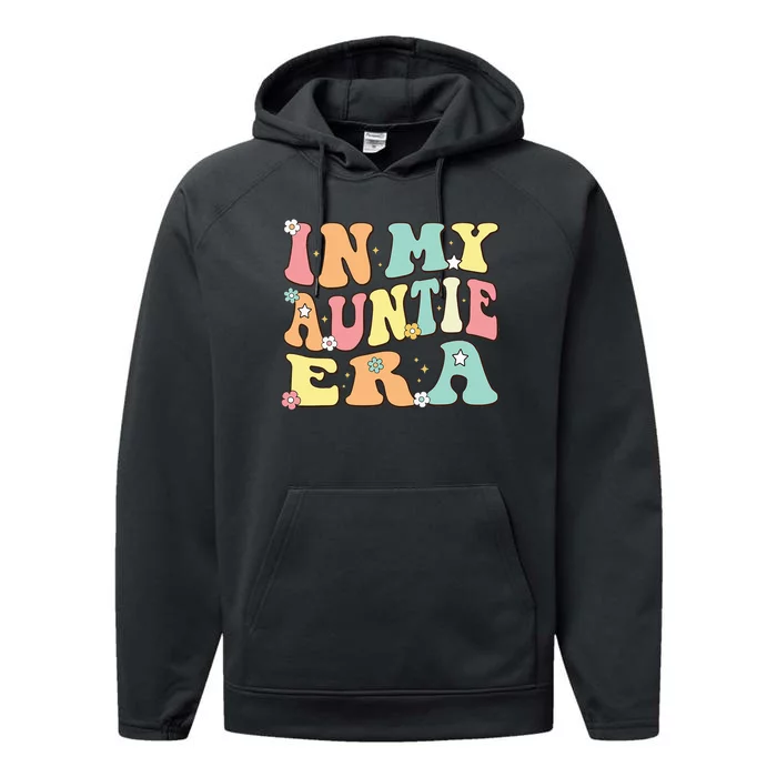 In My Auntie Era Baby Announcement for Aunt Christmas Groovy Performance Fleece Hoodie