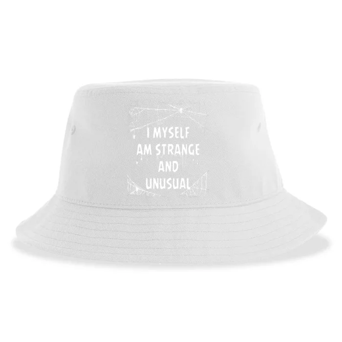 I Myself Am Strange Unusual Spooky Spider Halloween 80s 90s Sustainable Bucket Hat