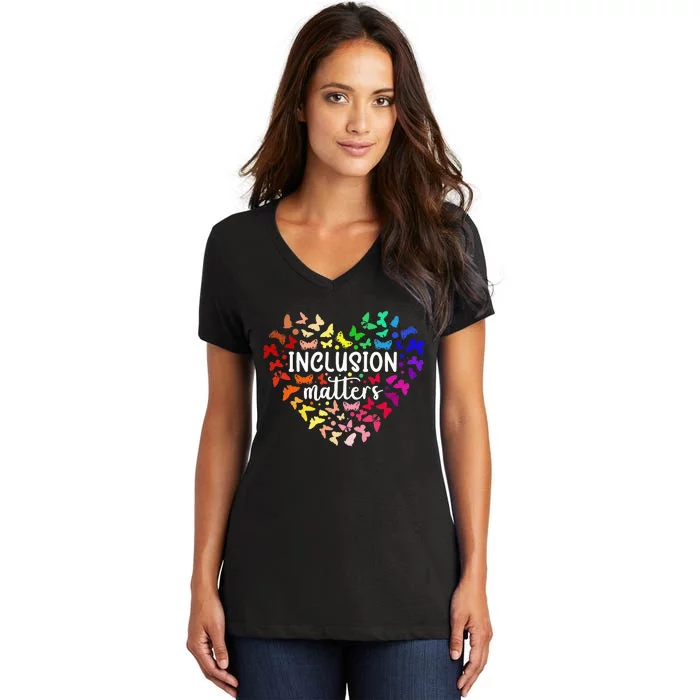 Inclusion Matters Autism Awareness Month Neurodiversity SPED Women's V-Neck T-Shirt