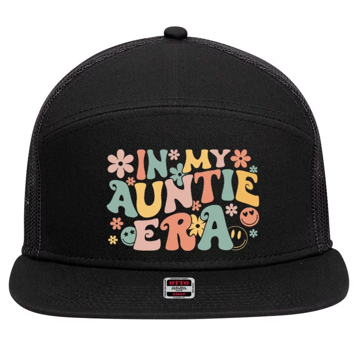 In My Auntie Era Baby Announcement For Aunt MotherS Day 7 Panel Mesh Trucker Snapback Hat