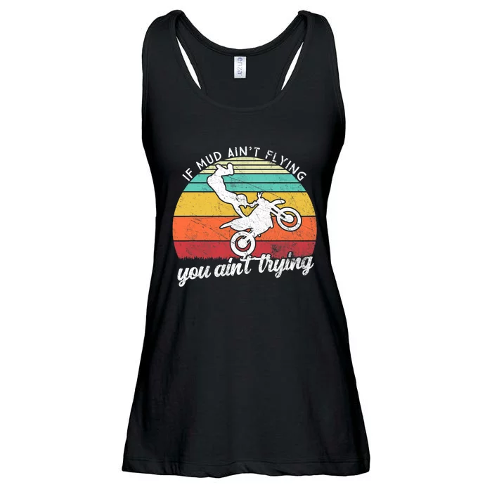 If Mud Ain't Flying You Ain't Trying. Funny Dirt Biker Ladies Essential Flowy Tank