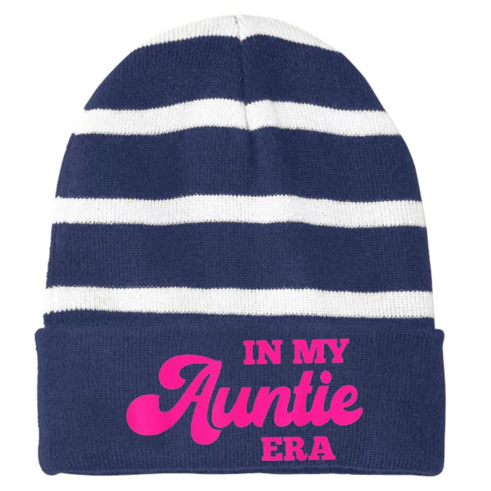 In My Auntie Era Baby Announcement for Aunt Mother's Day Striped Beanie with Solid Band