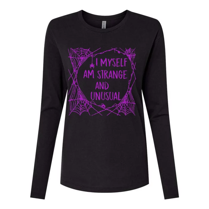 I Myself Am Strange And Unusual Halloween Spider Web Womens Cotton Relaxed Long Sleeve T-Shirt