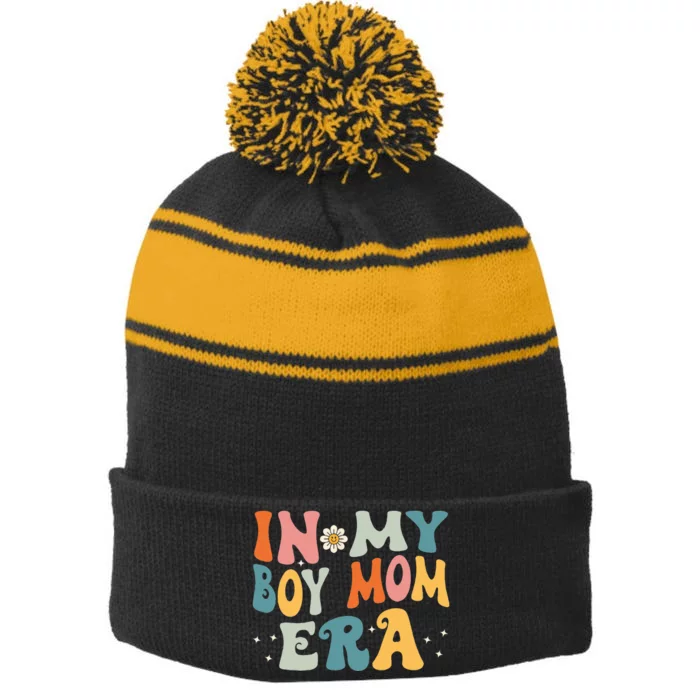 In My Boy Mom Era Stripe Pom Pom Beanie