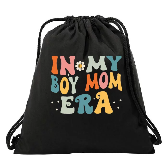 In My Boy Mom Era Drawstring Bag