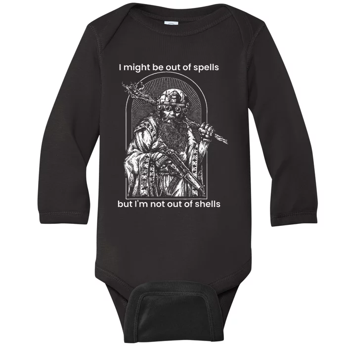 I Might Be Out Of Spells But IM Not Out Of Shells Baby Long Sleeve Bodysuit