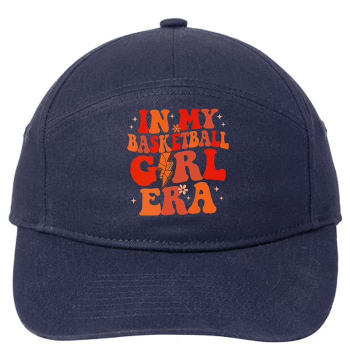 In My Basketball Girl Era Retro Groovy Basketball Girl 7-Panel Snapback Hat