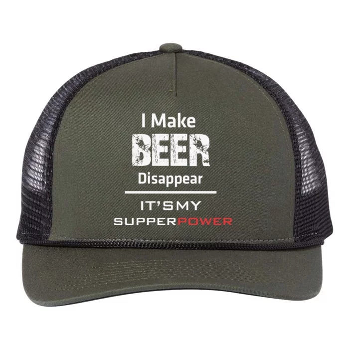 I Make Beer Disappear ItS My Supper Power Retro Rope Trucker Hat Cap