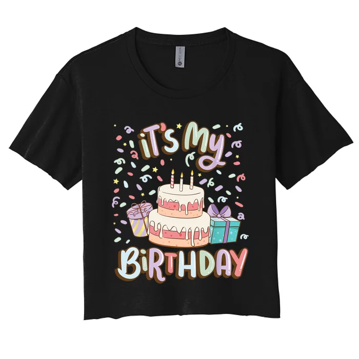 It's My Birthday Cake donut confetti Women's Crop Top Tee