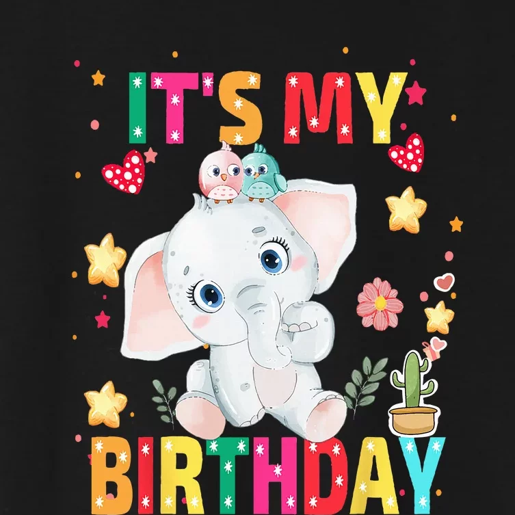 Its My Birthday Elephant Womens Women's Crop Top Tee