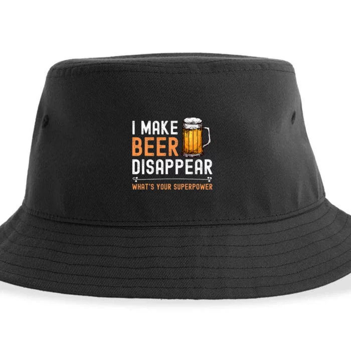 I Make Beer Disappear Whats Your Superpower Funny Drinking Sustainable Bucket Hat