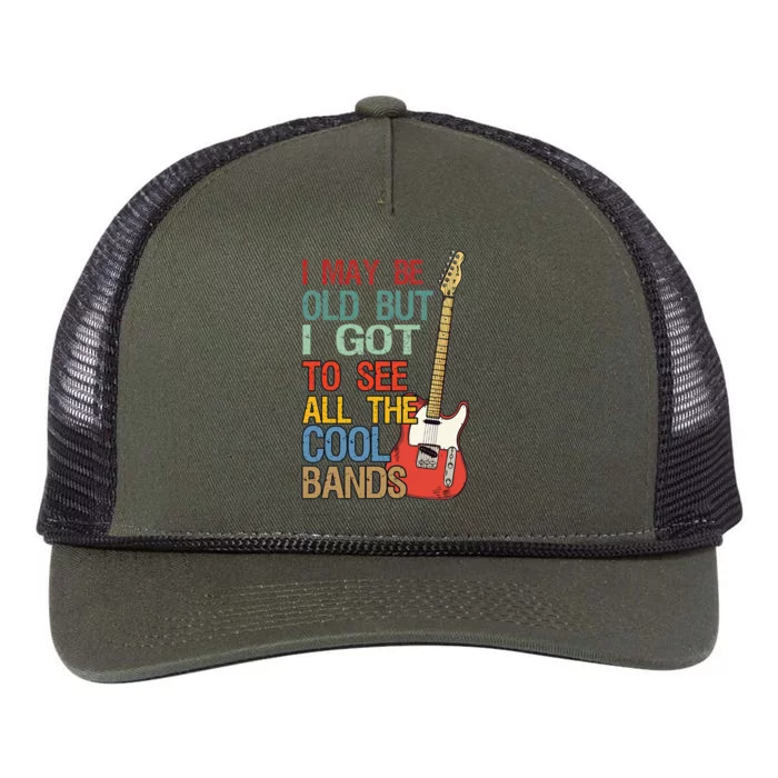 I May Be Old But I Got To See All The Cool Bands Concert Retro Rope Trucker Hat Cap