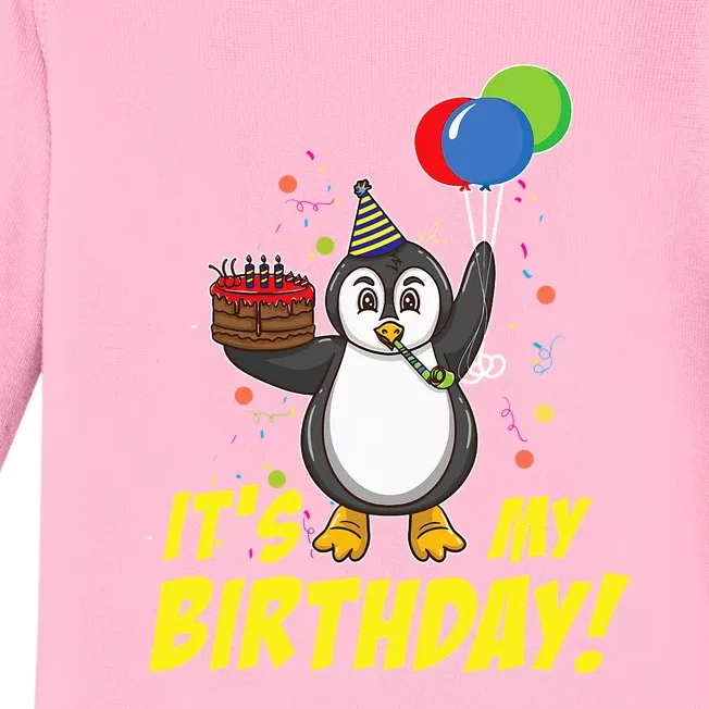 Its My Birthday Penguin Baby Long Sleeve Bodysuit