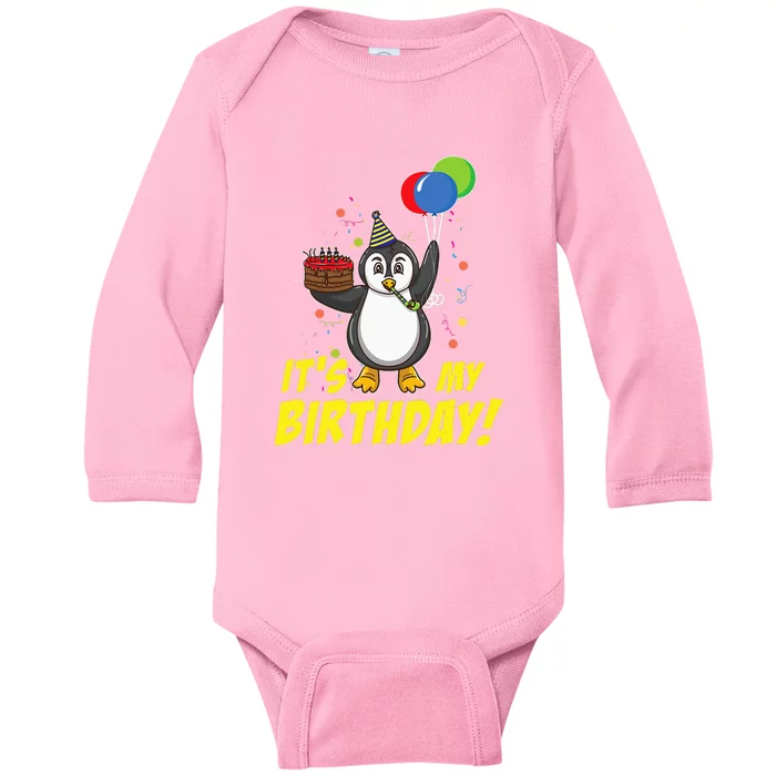 Its My Birthday Penguin Baby Long Sleeve Bodysuit