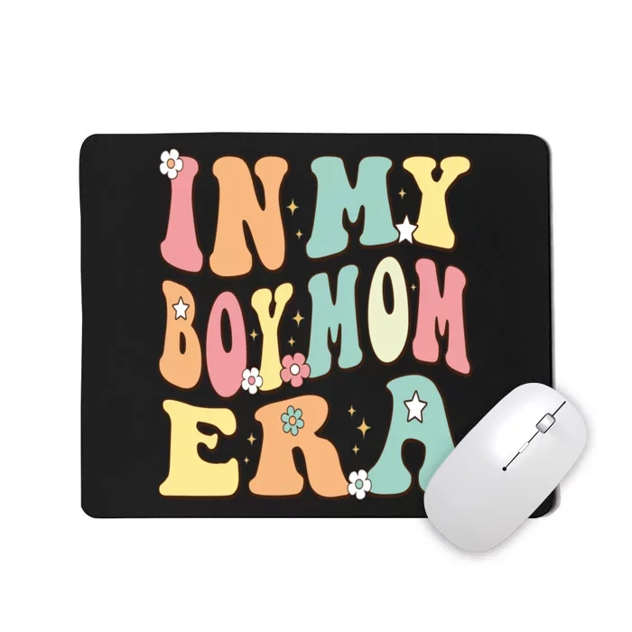 In My Boy Mom Era Baby Announcement Christmas Groovy Retro Mousepad