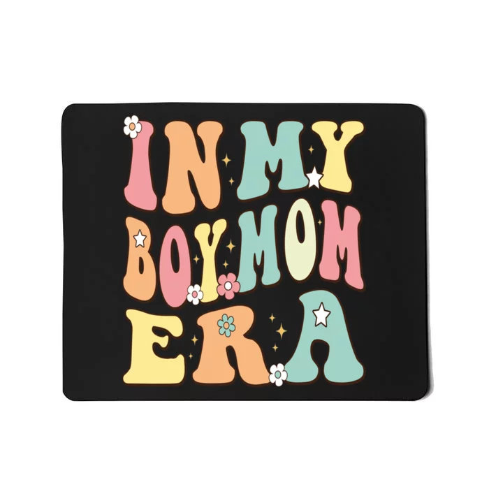 In My Boy Mom Era Baby Announcement Christmas Groovy Retro Mousepad