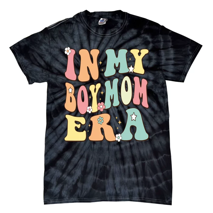 In My Boy Mom Era Baby Announcement Christmas Groovy Retro Tie-Dye T-Shirt