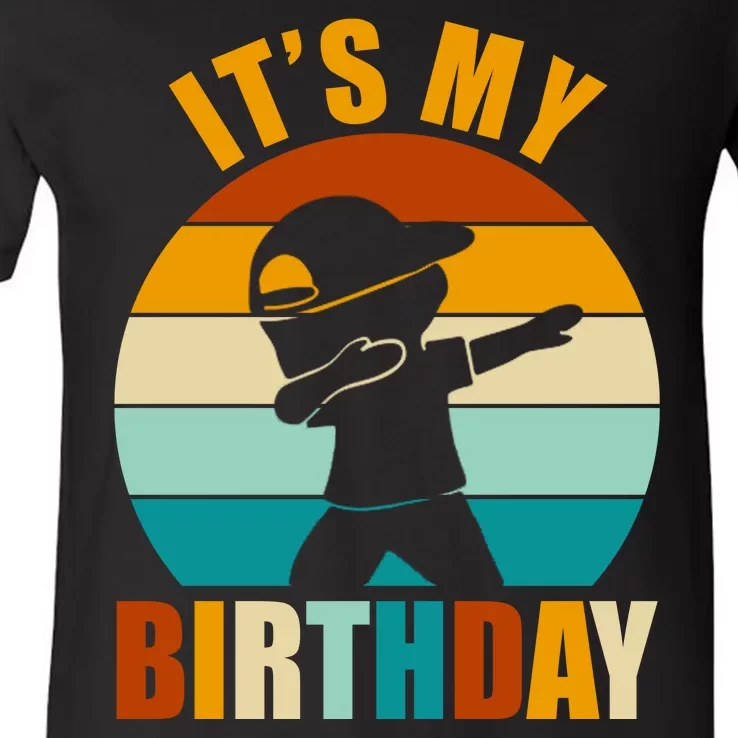 Its My Birthday Dab Retro Sunset V-Neck T-Shirt