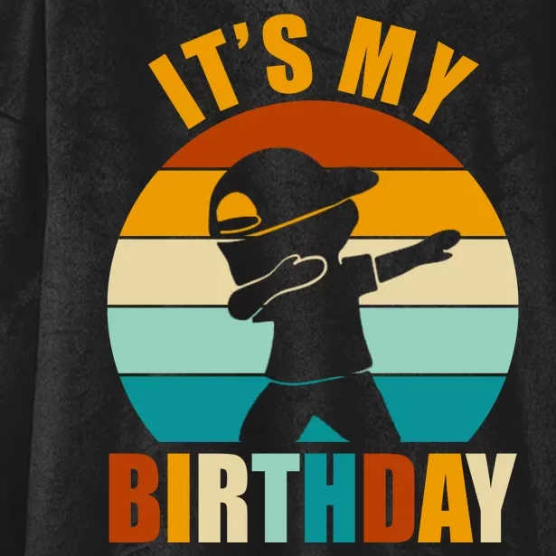 Its My Birthday Dab Retro Sunset Hooded Wearable Blanket