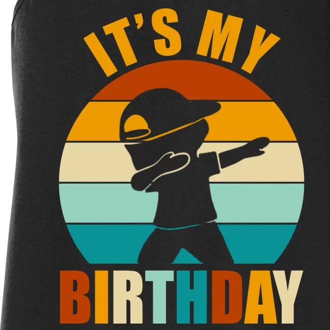 Its My Birthday Dab Retro Sunset Women's Racerback Tank