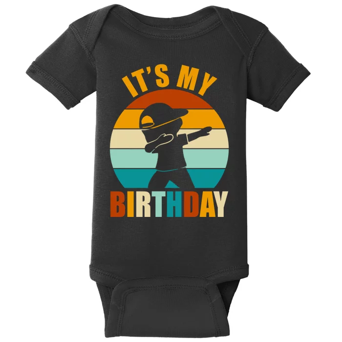 Its My Birthday Dab Retro Sunset Baby Bodysuit