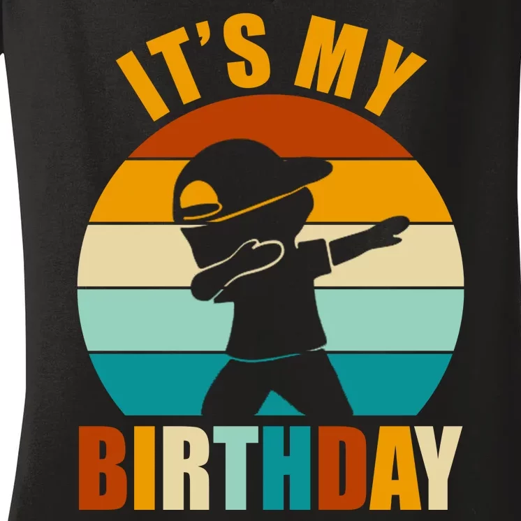 Its My Birthday Dab Retro Sunset Women's V-Neck T-Shirt