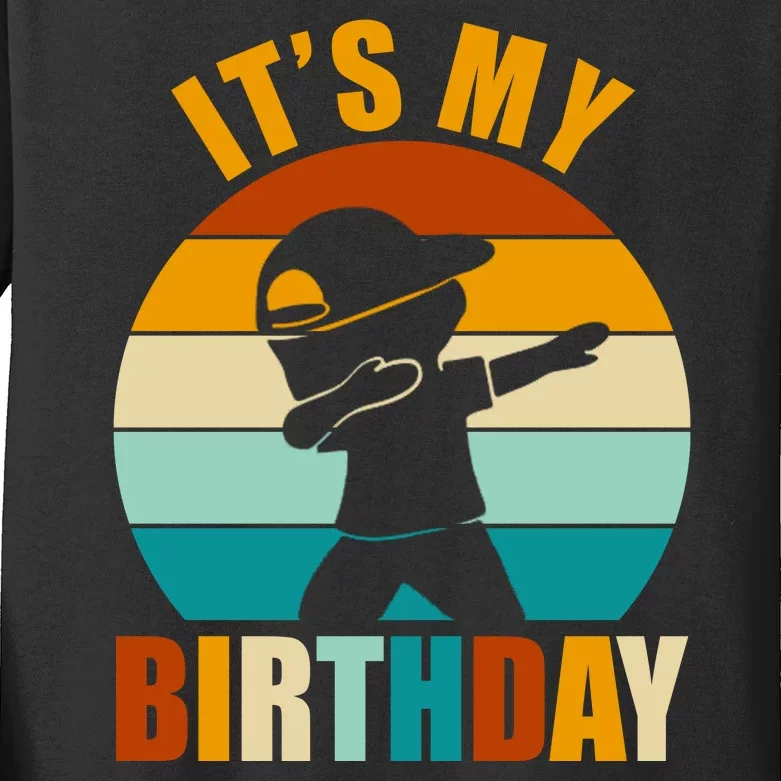 Its My Birthday Dab Retro Sunset Kids Long Sleeve Shirt