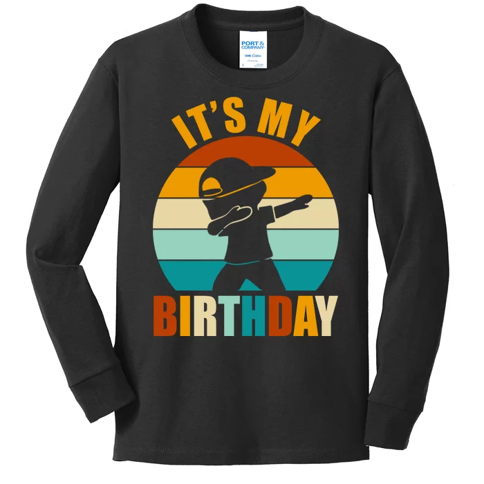 Its My Birthday Dab Retro Sunset Kids Long Sleeve Shirt