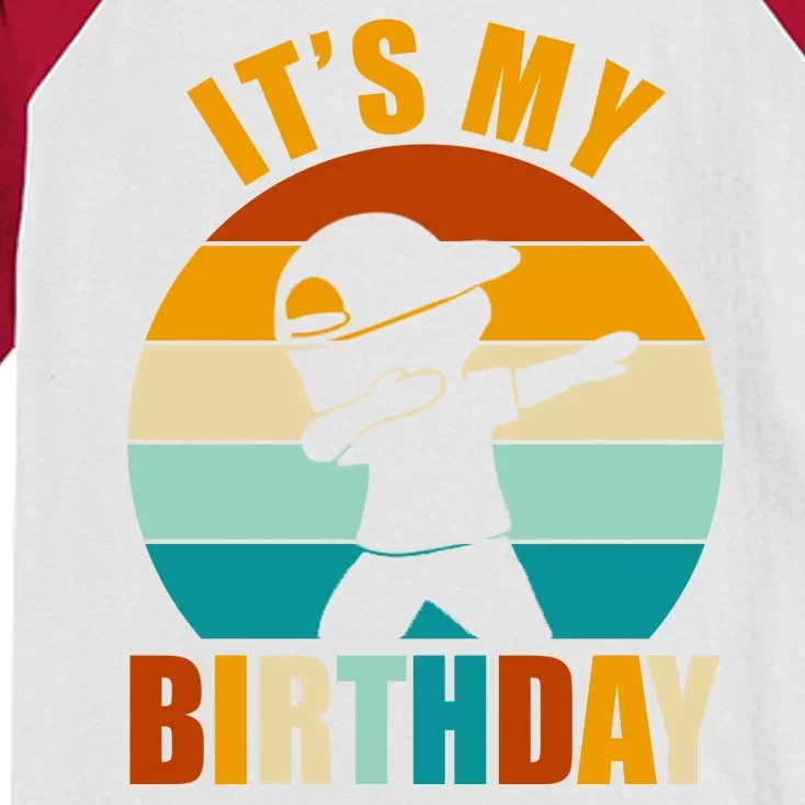 Its My Birthday Dab Retro Sunset Kids Colorblock Raglan Jersey